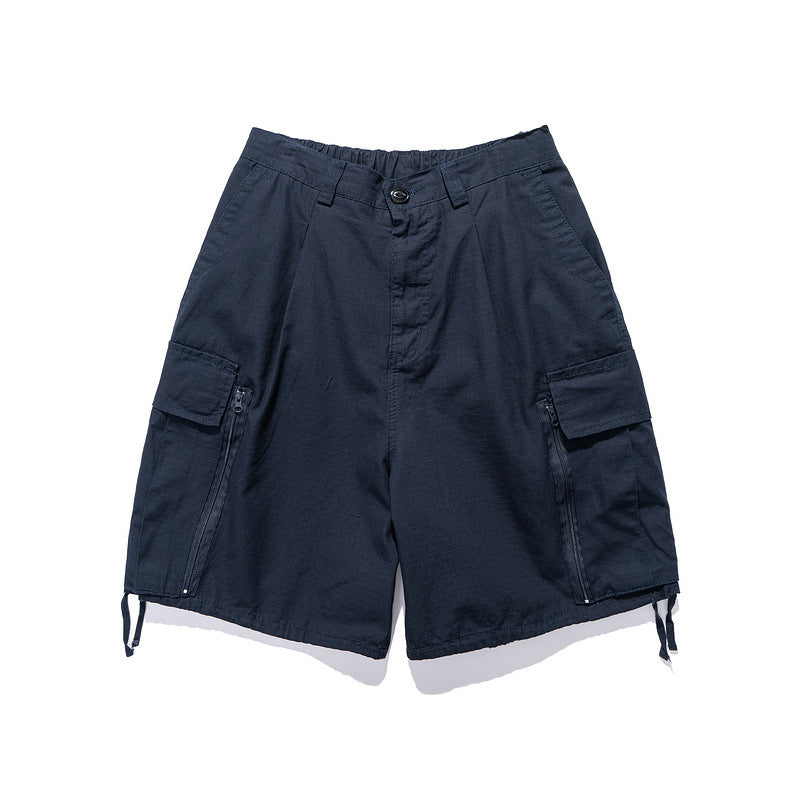 Men Shorts Summer Casual Straight-Leg Five-Point Pants Wide-Leg Pants