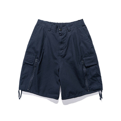 Men Shorts Summer Casual Straight-Leg Five-Point Pants Wide-Leg Pants