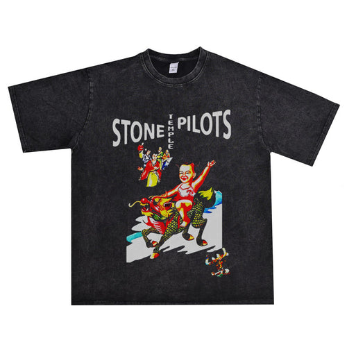 Rock Star T Shirt Stone Temple Pilots Band Washed Distressed T-shirt