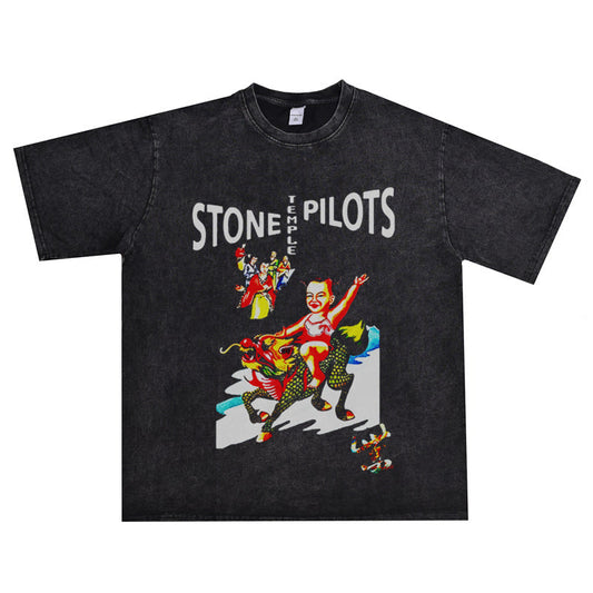 Rock Star T Shirt Stone Temple Pilots Band Washed Distressed T-shirt
