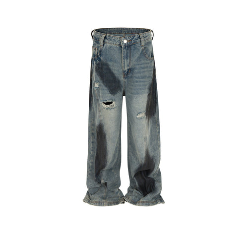 MIJKO Mens Vintage Pants MIJKO Luckme Old Straight Wide Leg Jeans