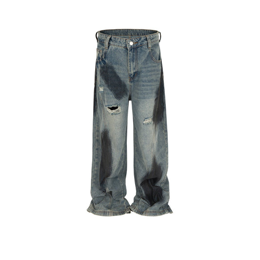MIJKO Mens Vintage Pants MIJKO Luckme Old Straight Wide Leg Jeans