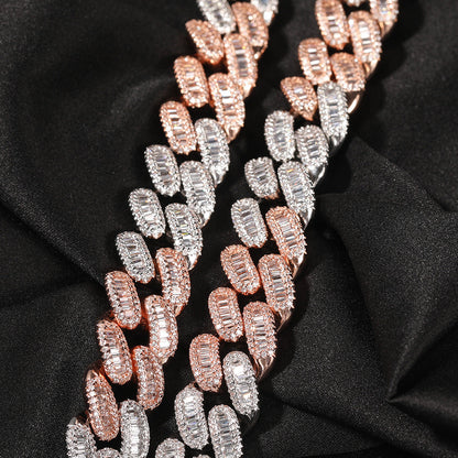 Bracelet 14MMT Square Zircon Hip Hop Cuban Chain Bracelet Spectrum St. Valentine's
