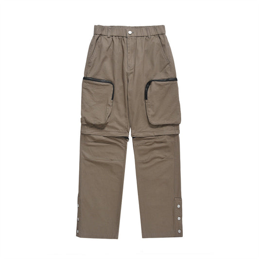 Men Sweatpants Casual Pants Multi-Pocket Zipper Breasted Trousers Straight Pants