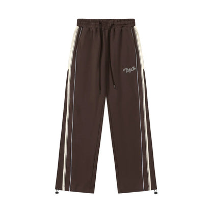Men Sweatpants Side Stripe Stitching Straight Sweatpants Loose Sports and Leisure Trousers Drawstring Pants