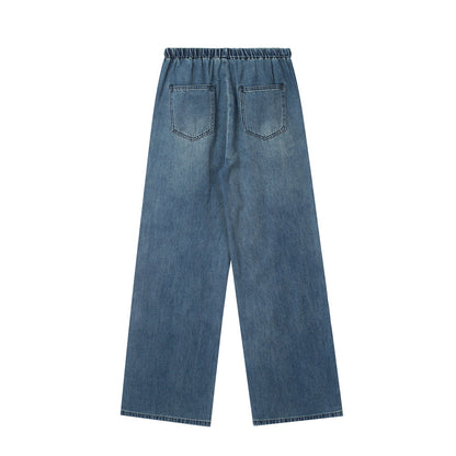 Men Jeans Simple Hip Hop Loose Casual Wide Leg
