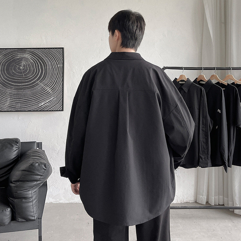 Men Shirts Loose Oversized Long Sleeves Coat