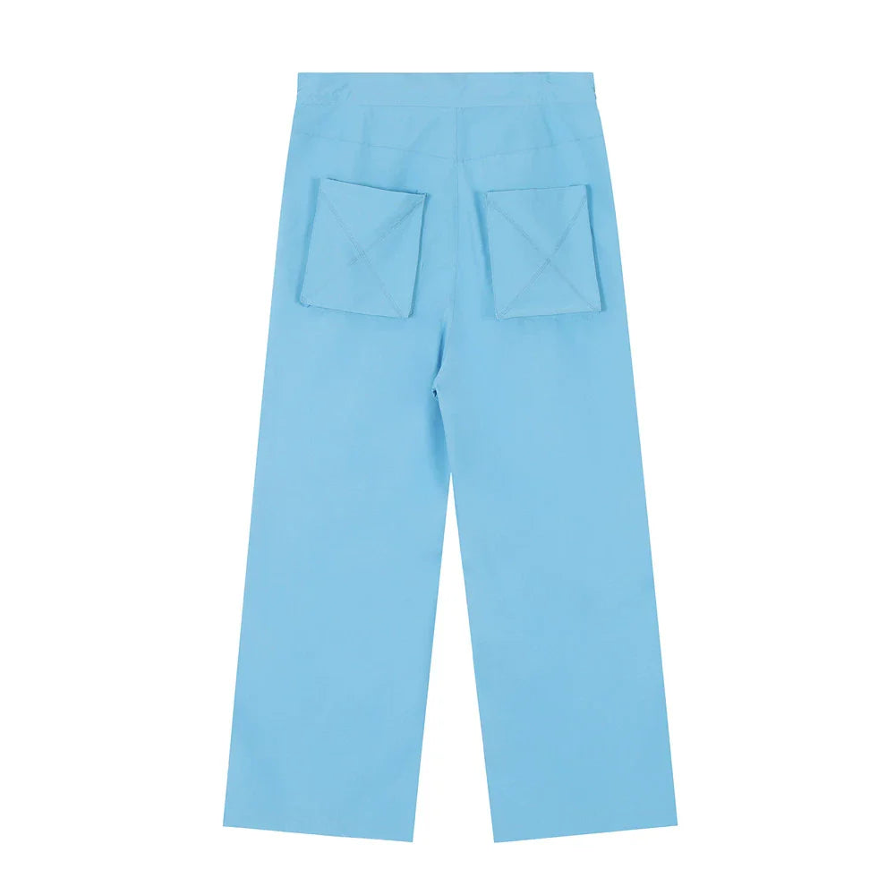 Men Sweatpants Casual Solid Color Straight-Leg Trousers Loose Wide Leg Pants Men