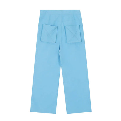 Men Sweatpants Casual Solid Color Straight-Leg Trousers Loose Wide Leg Pants Men