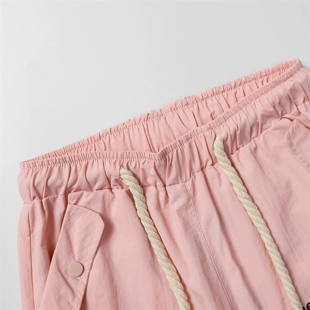 Men Sweatpants Multi-Pocket Workwear Casual Pants Zipper Stitching Loose-Fitting Wide-Leg Trousers