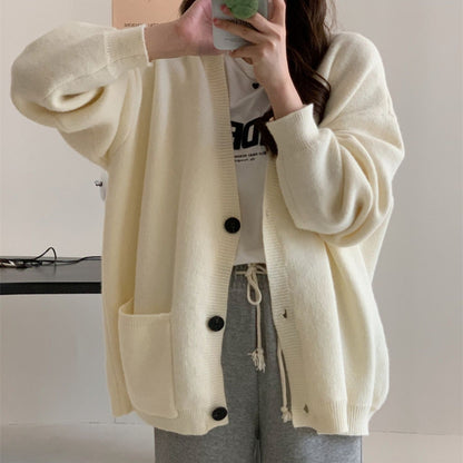 Women Knitted Cardigan Autumn and Winter Sweater Cardigan V-neck Knitted Jacket