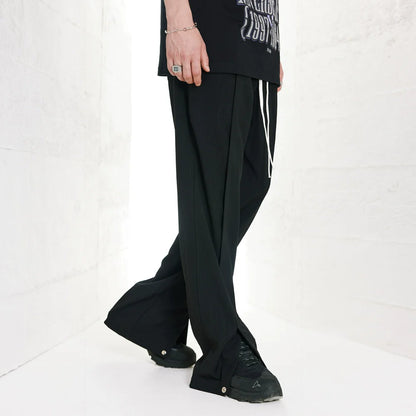 Men Sweatpants Straight Trousers Men's Loose Solid Color Wide-Leg Draggle-Tail Trousers