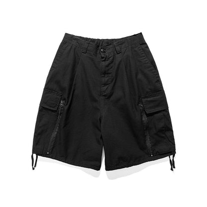 Men Shorts Summer Casual Straight-Leg Five-Point Pants Wide-Leg Pants