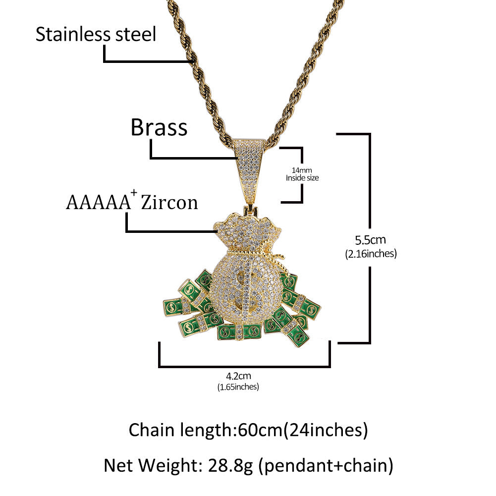 Jewelry Zircon Pendant Hip Hop Fashion Necklace St. Valentine's rapper Spectrum