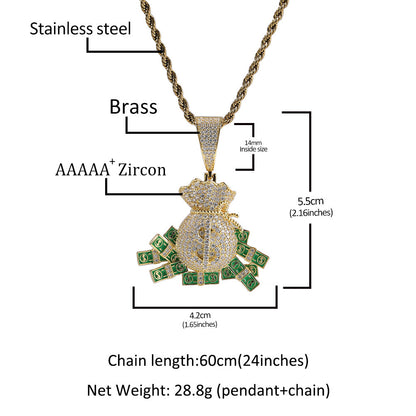 Jewelry Zircon Pendant Hip Hop Fashion Necklace St. Valentine's rapper Spectrum