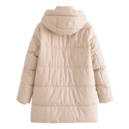 Women Cotton Coat Warm PU Leather Jacket