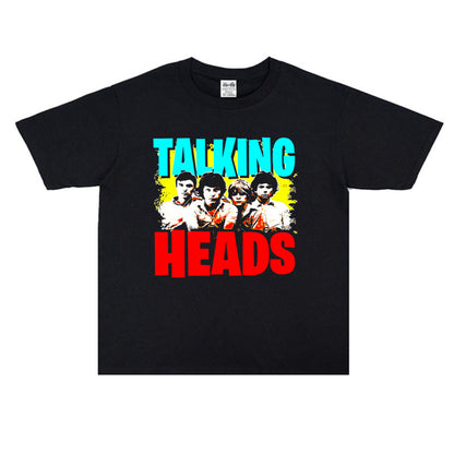 Rock Star T Shirt Talking Heads Band Washed Distressed T-shirt Loose Men's and Women's Same Style Short Sleeve