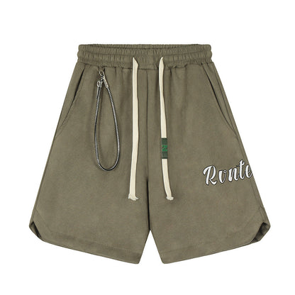 Men Shorts Summer Exercise Shorts Loose Casual Embroidery