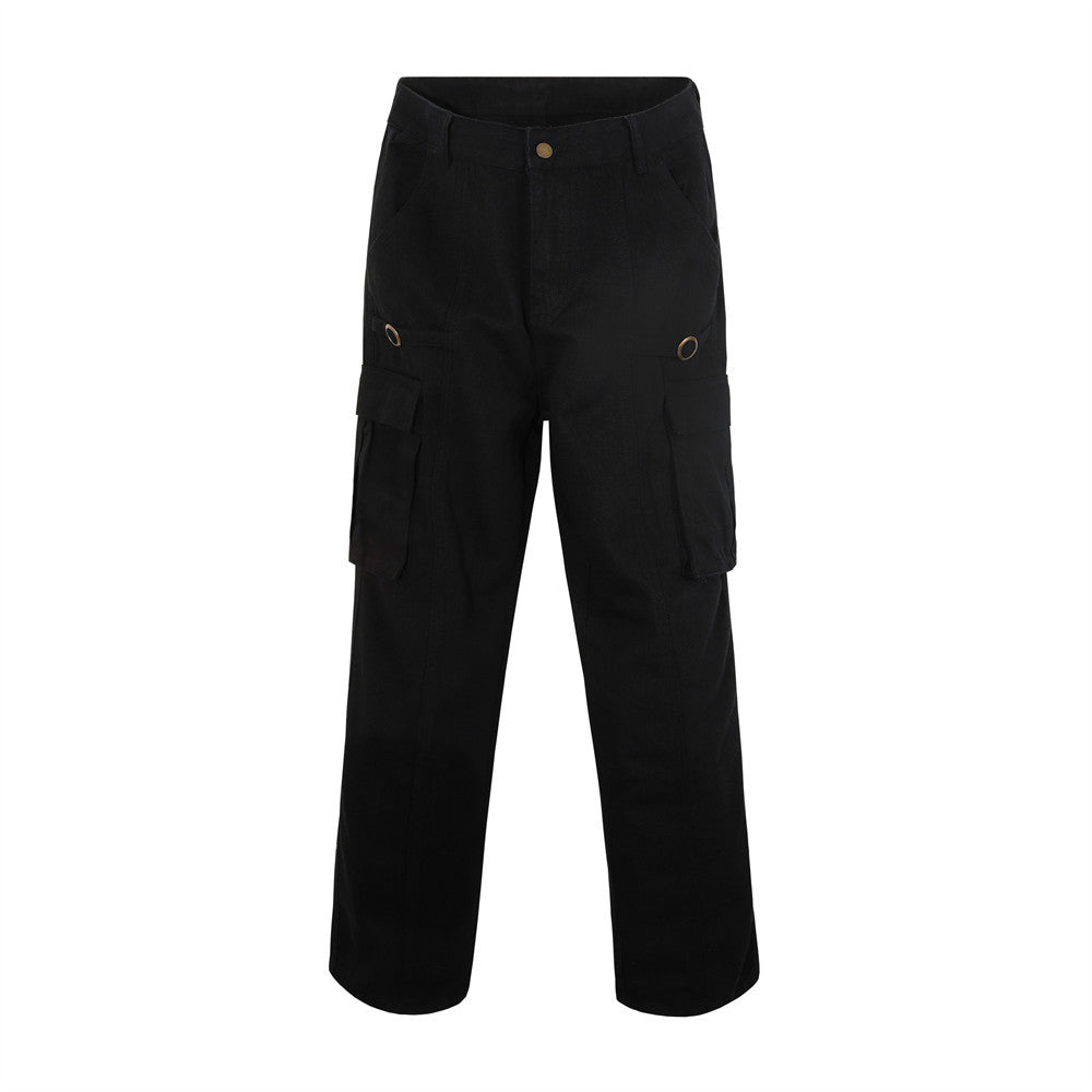 Men Jeans Workwear Loose Multi-Pocket Casual