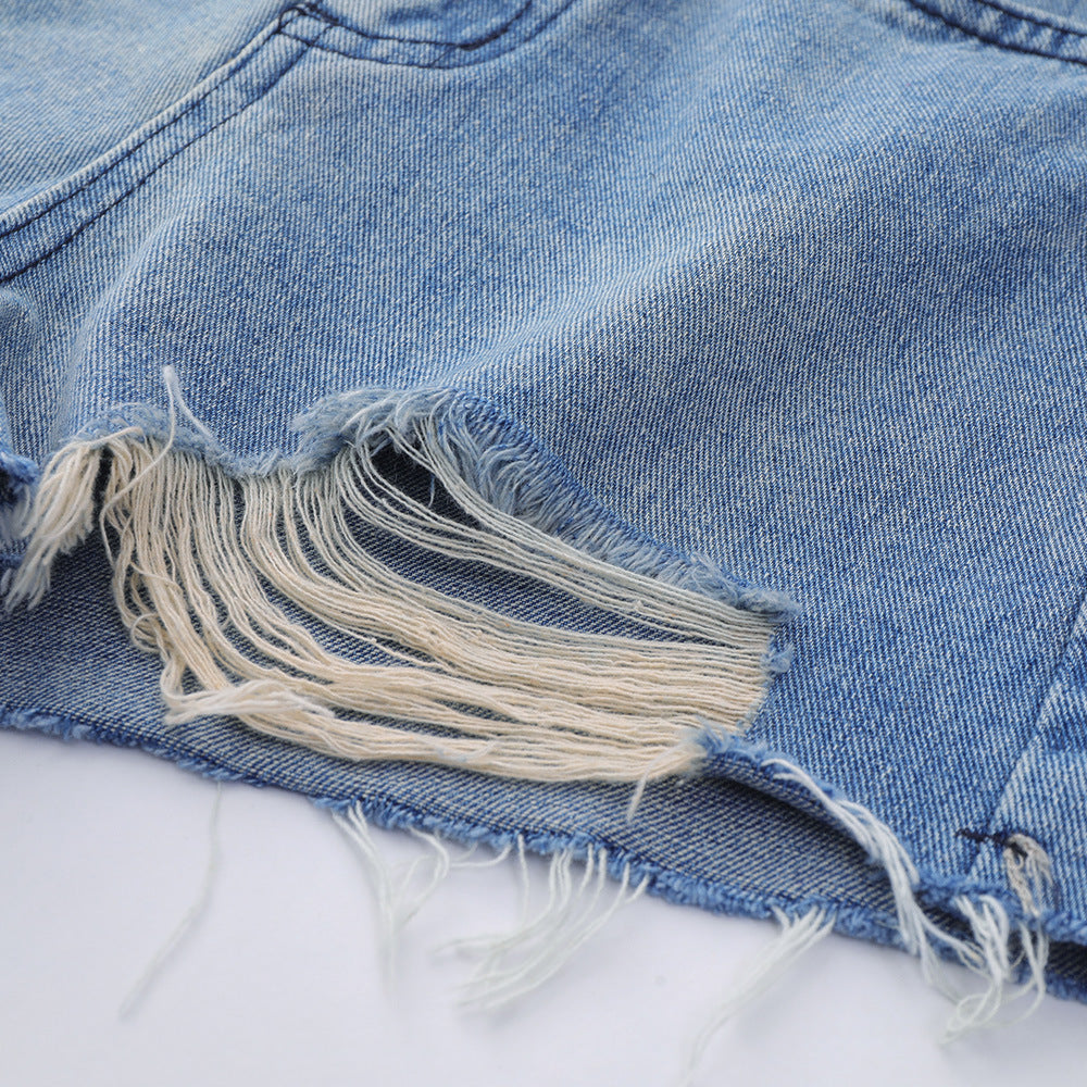 Women Shorts Ripped Burr Denim Shorts Summer