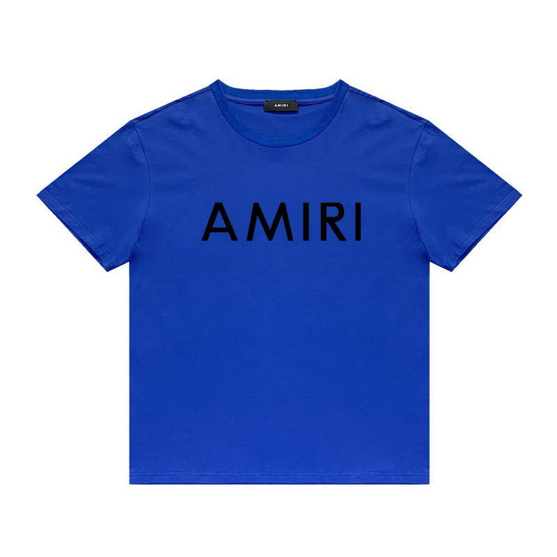 Amiri T Shirt Letter Print Casual Hip Hop round Neck Short Sleeve T-shirt