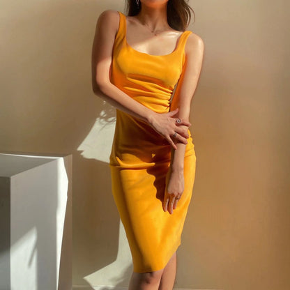 Women Dresses Dress Pleated Backless Sexy