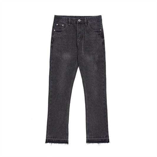 Men Jeans Vintage Baggy Pants-Foot Frayed Edges