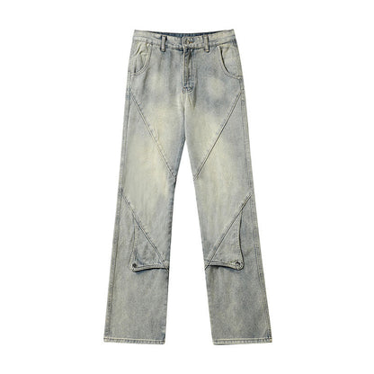 Men Jeans Straight Jeans Loose Wide Leg Pants Denim Trousers
