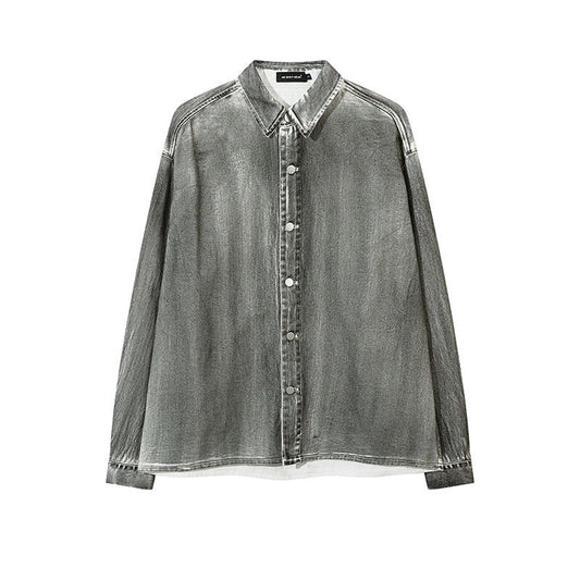Unisex Vintage Shirt Long Sleeve Shirt Jacket Men