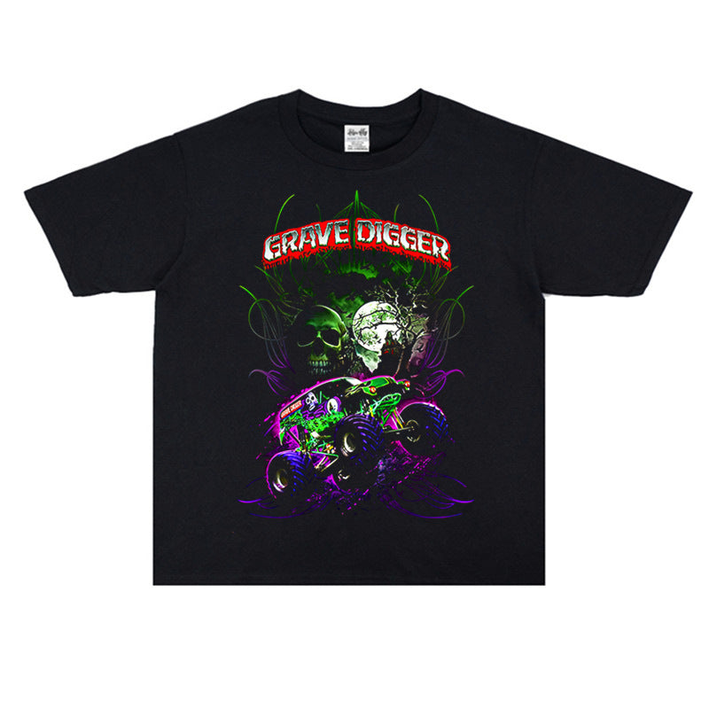 Rock Star T Shirt Gravedigger Band Printed T-shirt Washed Old