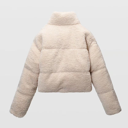 Women Cotton Coat Imitation Lamb Wool Stand Collar Loose Casual Thickening