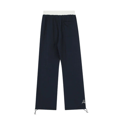Men Sweatpants Stitching Straight Casual Pants Men's Letter Embroidered Trousers