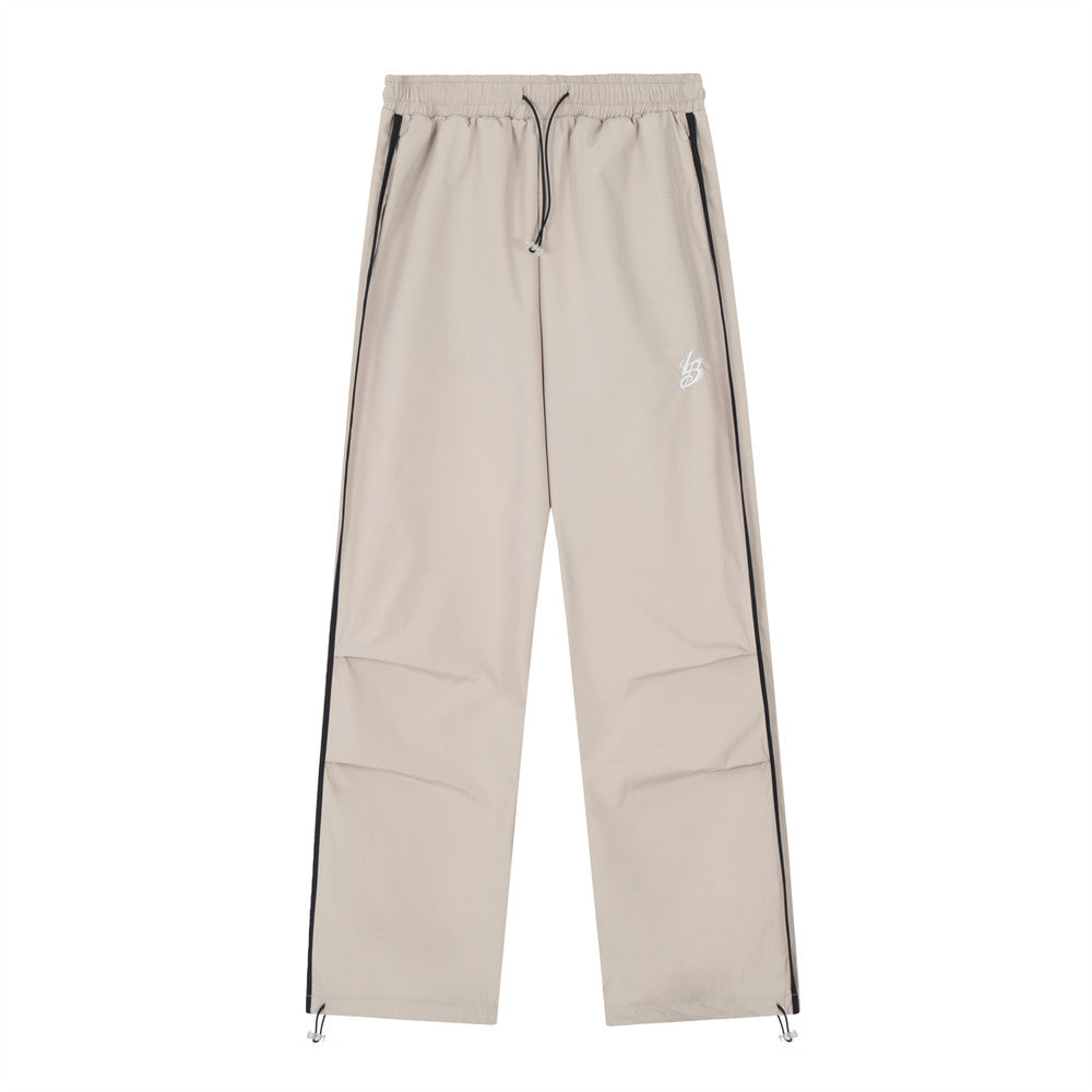 Men Sweatpants Pleated Stitching Exercise Casual Pants Loose Drawstring Ankle Banded Pants