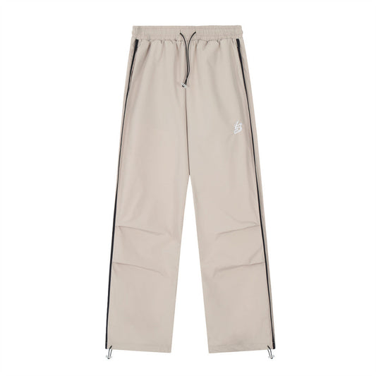 Men Sweatpants Pleated Stitching Exercise Casual Pants Loose Drawstring Ankle Banded Pants