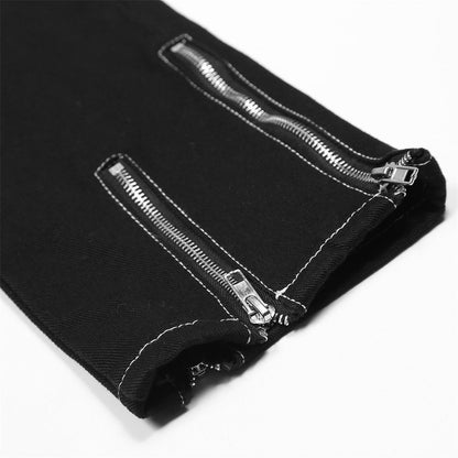Men Jeans Punk Hip Hop Stitching Zipper Split