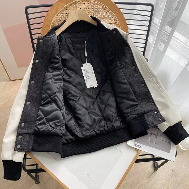 Women Cotton Coat Baseball Uniform Couple Casual