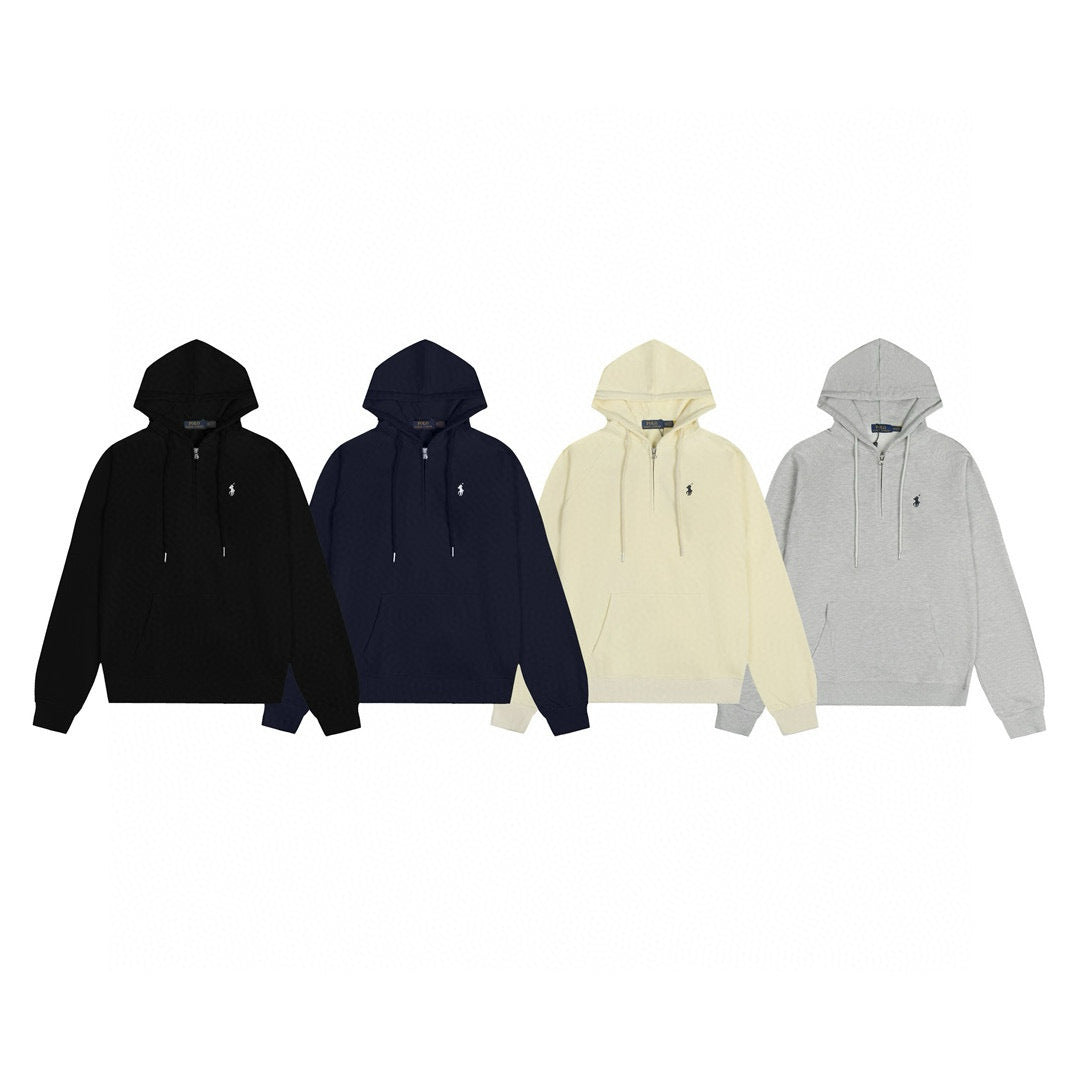 Ralph Lauren Coat Ralph Lauren Pony Embroidered Half Zip Cardigan Hooded