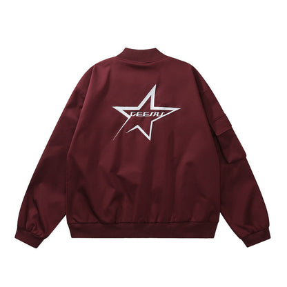 Men Jacket Coat Five-Pointed Star Embroidery Tooling Jacket Men's Baseball Uniforms