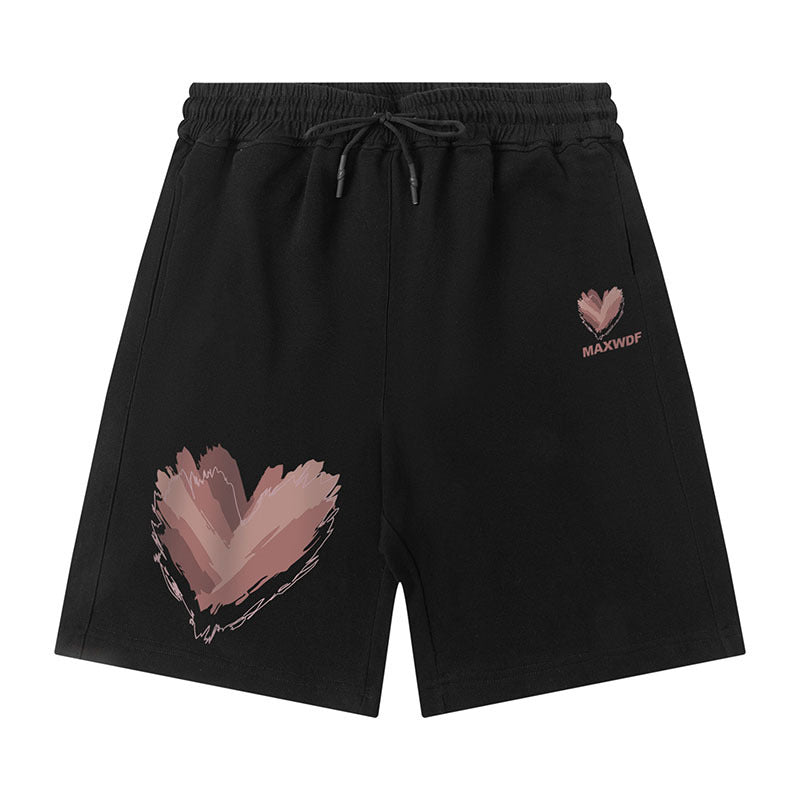 Men Shorts Hiphop Vintage Flame Print Sports Shorts