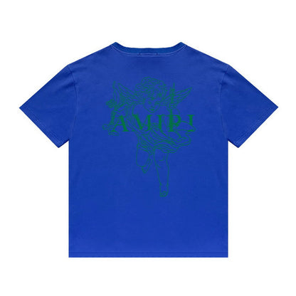 Amiri T Shirt Angel Sketch Printed Casual Hip Hop Short Sleeve T-shirt