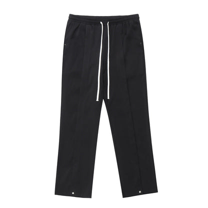 Men Sweatpants Straight Trousers Men's Loose Solid Color Wide-Leg Draggle-Tail Trousers