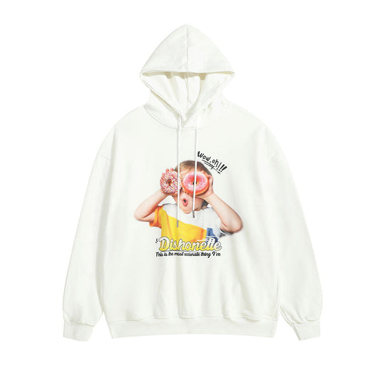 Men Hoodie Retro Fun Portrait Printing Couple Hooded Sweater Oversize