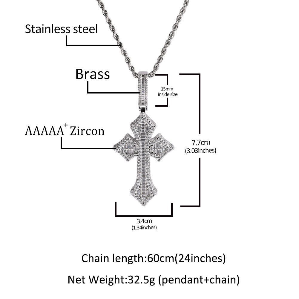 Jewelry Zircon Cross Pendant HIPHOP Rap Necklaces Crosses St. Valentine's Spectrum Royalty