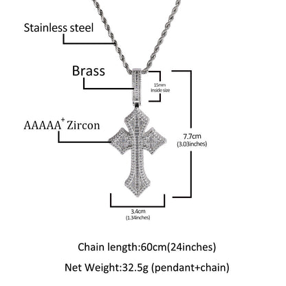 Jewelry Zircon Cross Pendant HIPHOP Rap Necklaces Crosses St. Valentine's Spectrum Royalty
