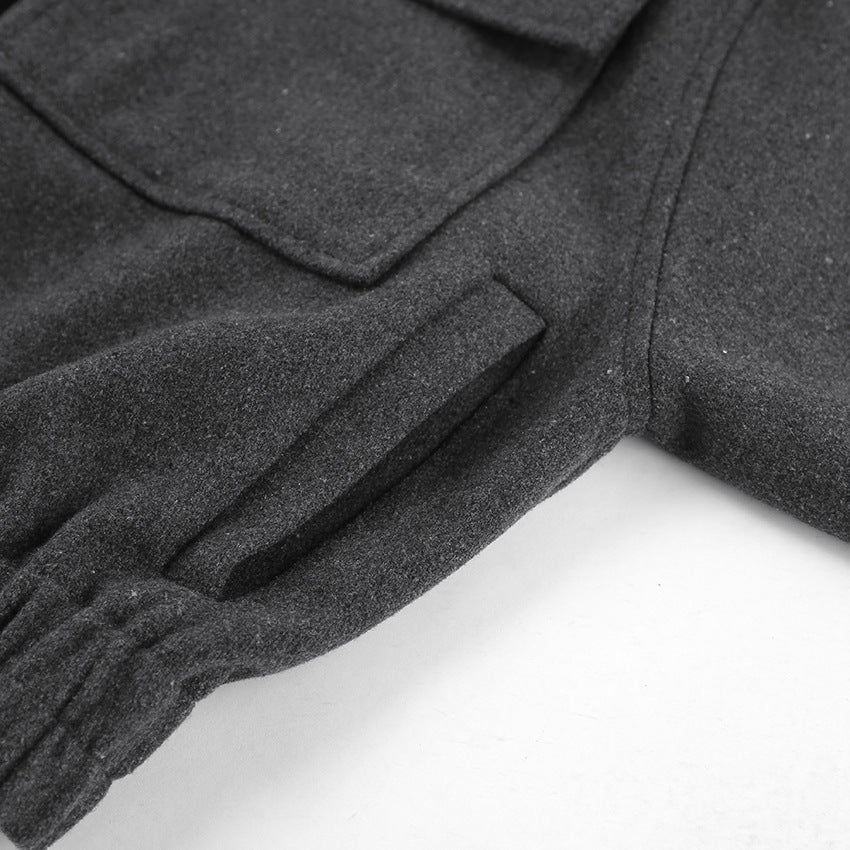 Women Trench Coat Women's Woolen Jacket Short Top Autumn and Winter Puff Sleeve Women's Clothing