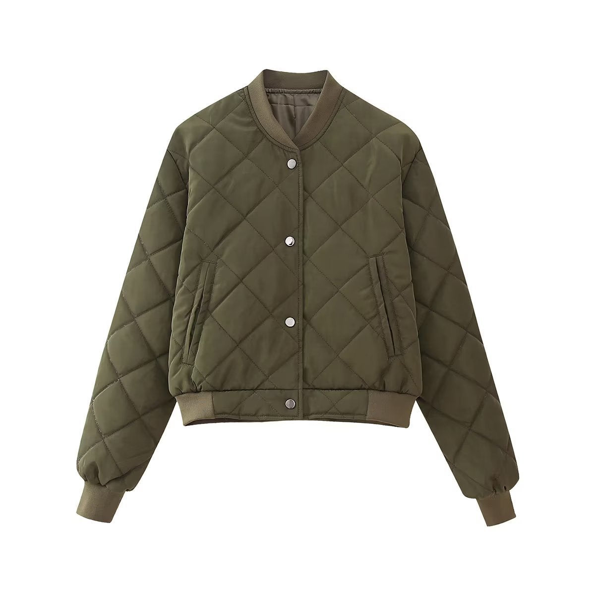 Women Cotton Coat Rhombus Baseball Uniform Jacket