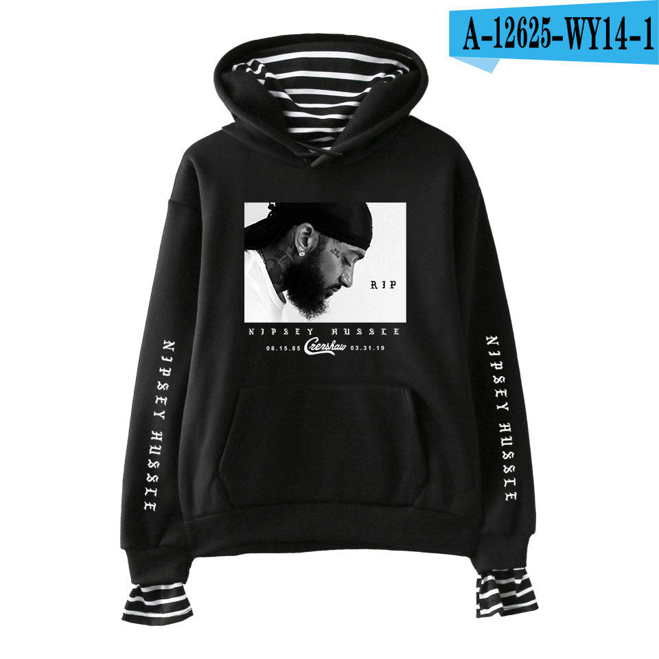 Nipsey Hussle Hoodie Rap Singer Trend False Two-Piece Sweaters