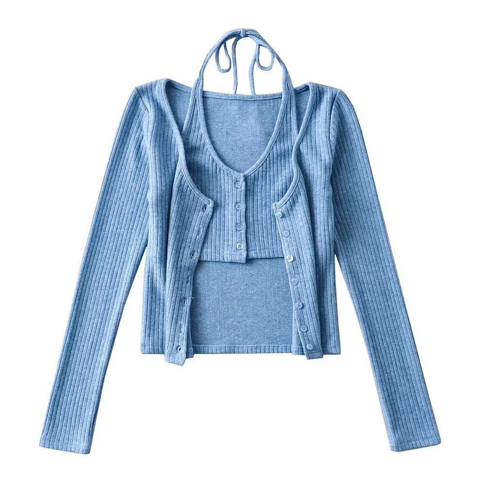 Women Sweater Knitwear Sexy Knitted Cardigan Autumn Short Long Sleeve T-shirt Jacket