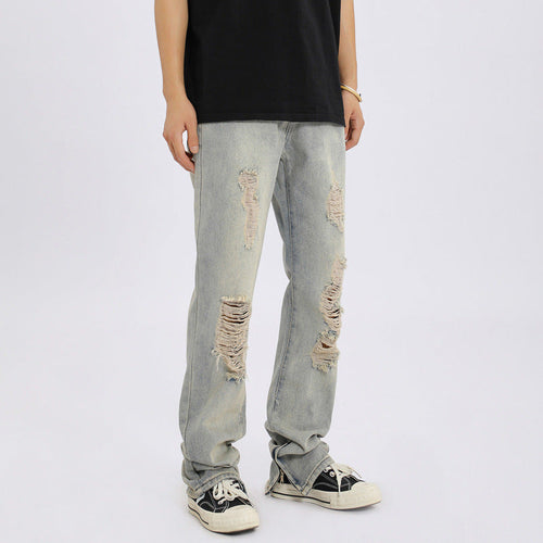 Men Jeans Ripped Jeans Men Baggy Straight Trousers