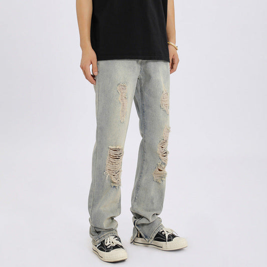 Men Jeans Ripped Jeans Men Baggy Straight Trousers